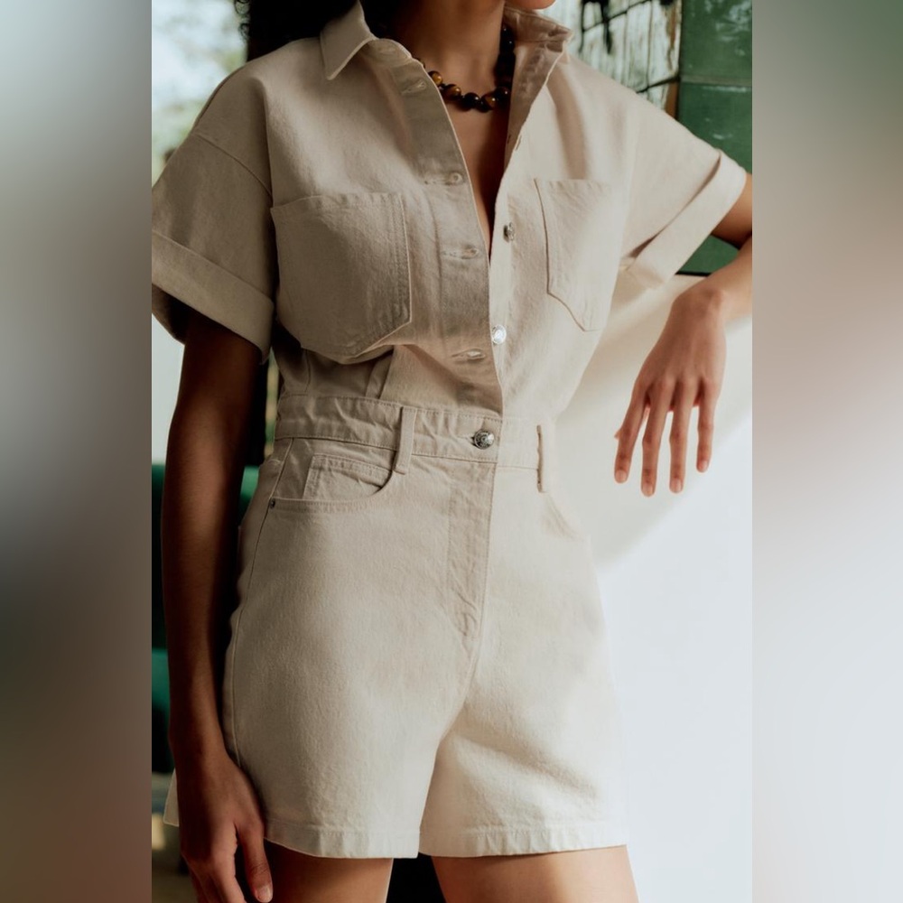 Zara Short Denim Jumpsuit